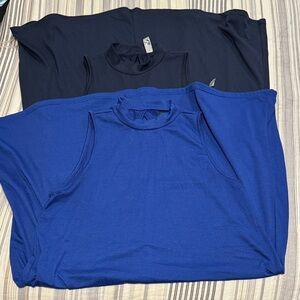 Blue and Navy Sleeveless T-shirt Dresses